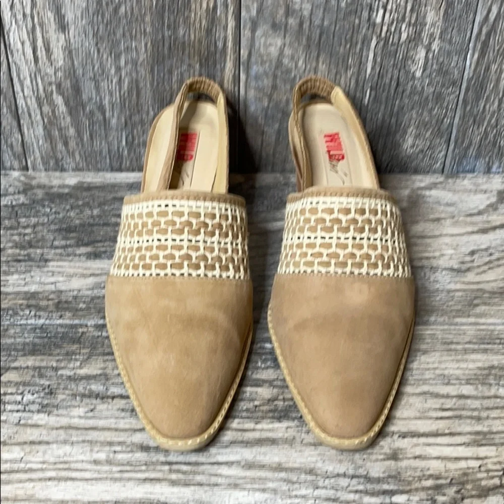 Wild Pair Boho Leather Slip On Basketweave Mule Heels Tan 7.5B - Picture 6 of 15